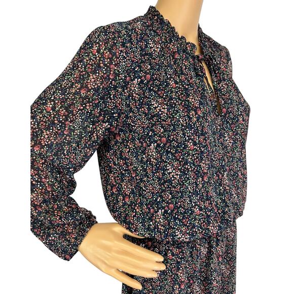 2/$30 J. Crew Mercantile Smocked Tie-Front Dress Floral Blouson Long Sleeve Sz S - Picture 9 of 13